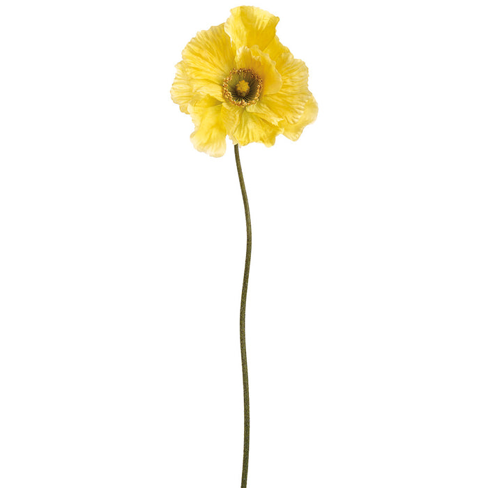 30" Poppy Silk Flower Stem -Yellow (Pack of 6) - FSP160-YE