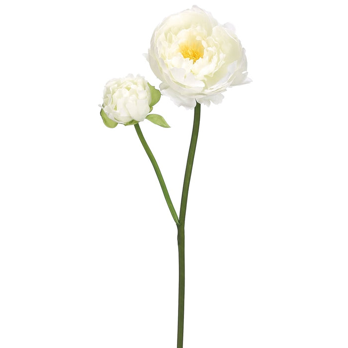 19" Silk Peony Flower Stem -White (Pack of 12) - FSP194-WH