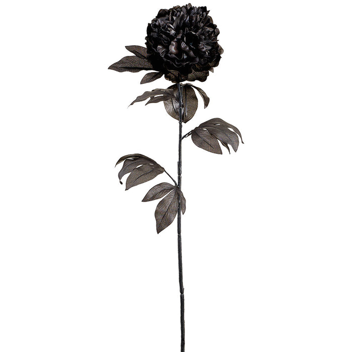 33" Peony Silk Flower Stem -Black (Pack of 12) - FSP216-BK