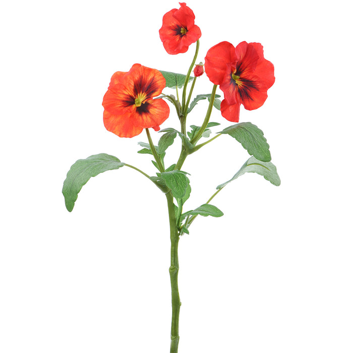 13.5" Silk Pansy Flower Stem -Flame/Orange (pack of 12) - FSP264-FL/OR