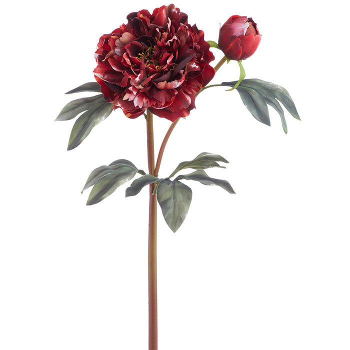26" Peony Silk Flower Stem -Red (Pack of 12) - FSP283-RE