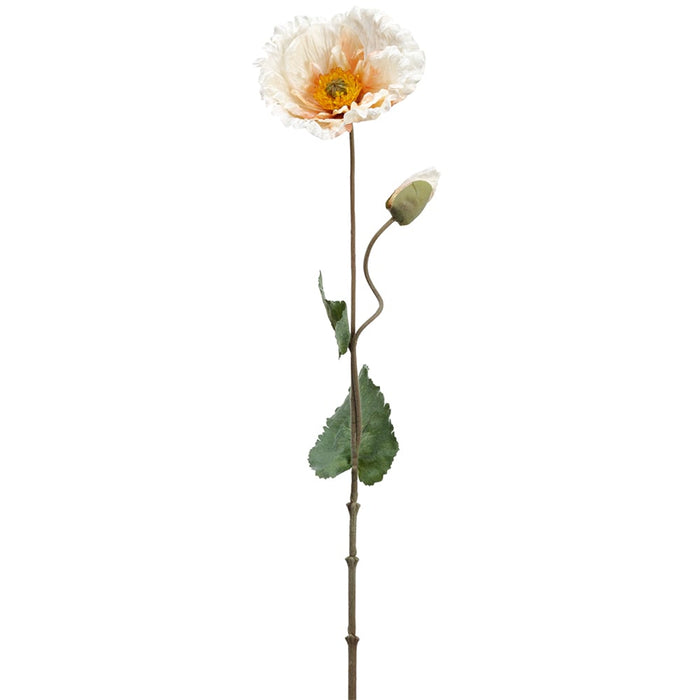 26" Silk Poppy Flower Stem -Cream/Peach (pack of 12) - FSP295-CR/PE
