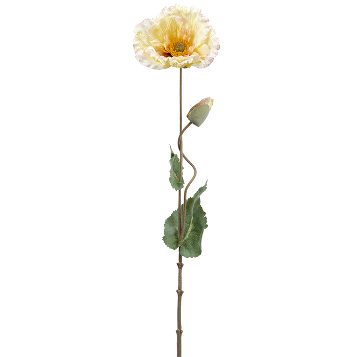 26" Silk Poppy Flower Stem -Yellow (pack of 12) - FSP295-YE