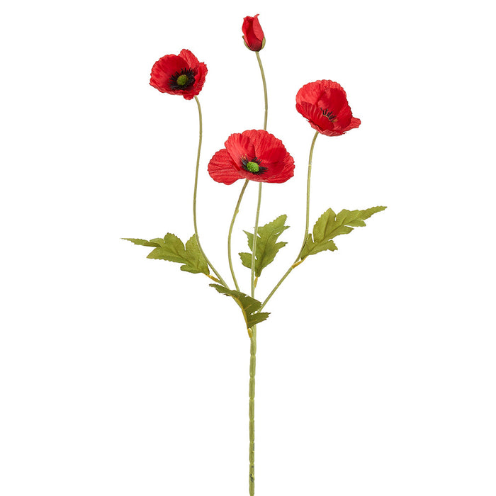23" Silk Poppy Flower Stem -Red (pack of 24) - FSP332-RE