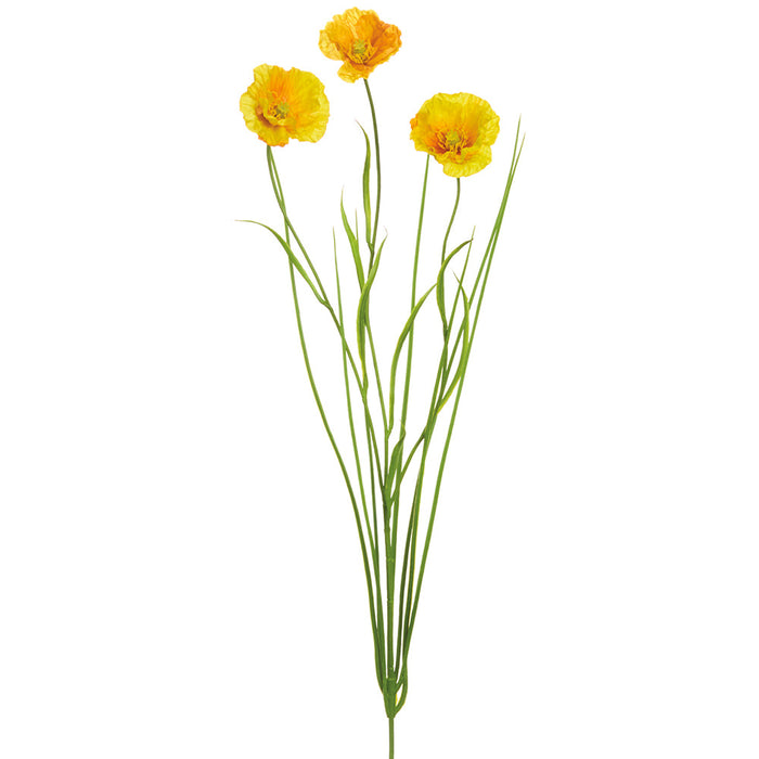 27" Meadow Poppy Silk Flower Stem -Yellow (Pack of 12) - FSP463-YE