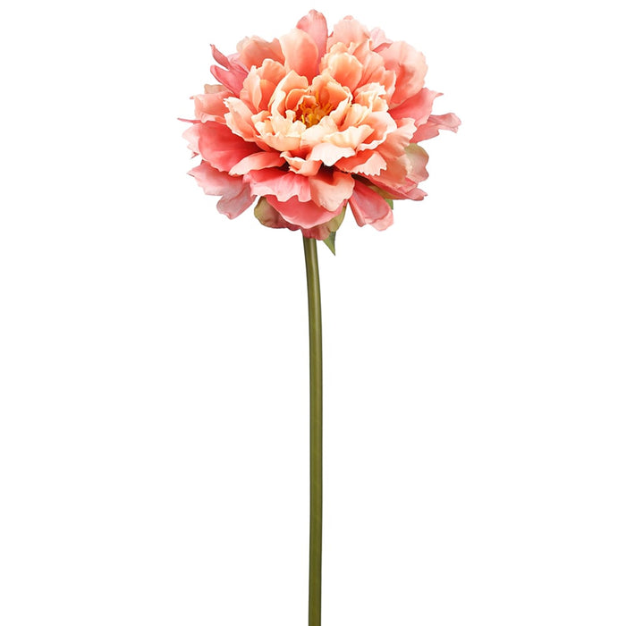 19" Peony Silk Flower Stem -Coral (pack of 12) - FSP501-CO