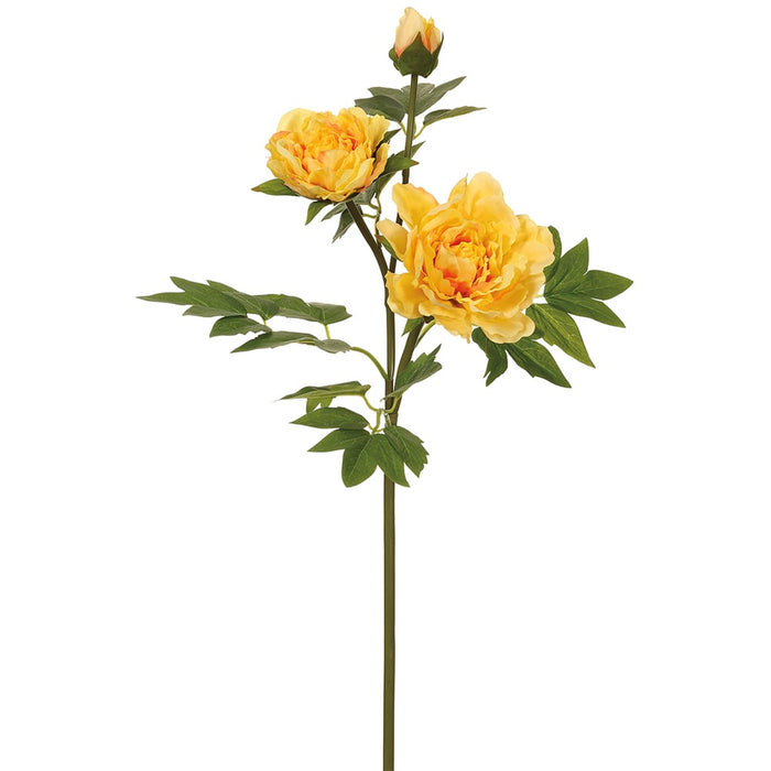 26.75" Real Touch Silk Peony Flower Stem -Yellow (pack of 12) - FSP513-YE