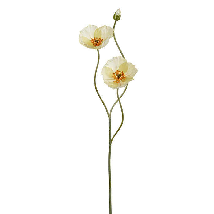 29" Poppy Silk Flower Stem -White (Pack of 12) - FSP539-WH
