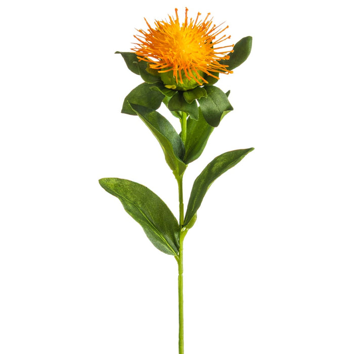 10" Artificial Pincushion Protea Flower Stem -Orange (pack of 12) - FSP579-OR