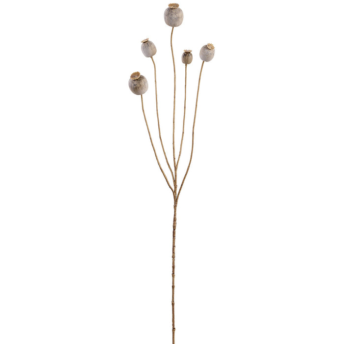 30" Artificial Poppy Pod Flower Stem -Beige (Pack of 12) - FSP670-BE