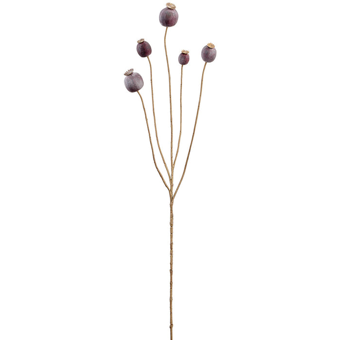 30" Artificial Poppy Pod Flower Stem -Burgundy (Pack of 12) - FSP670-BU