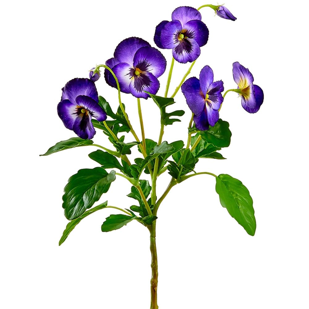 15" Silk Pansy Flower Stem Purple More Spray Varieties — Silks Are