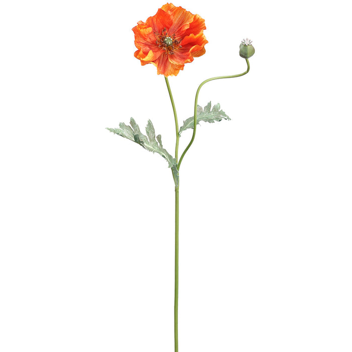 29" Silk Poppy Flower Stem -Orange (pack of 12) - FSP775-OR