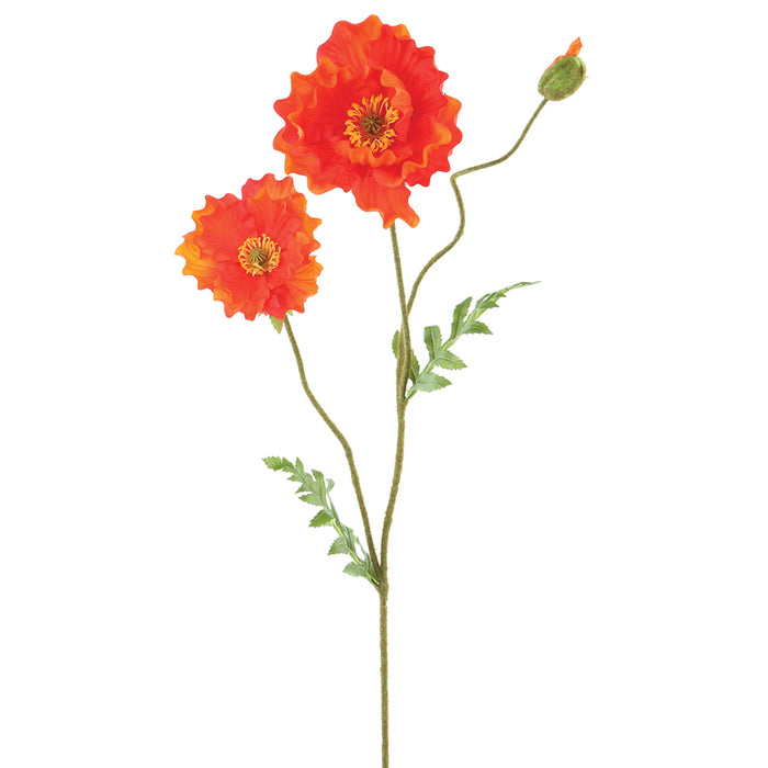 33" Silk Poppy Flower Stem -Flame (pack of 12) - FSP787-FL