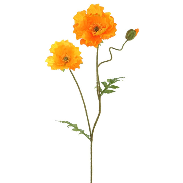 33" Silk Poppy Flower Stem -Orange (pack of 12) - FSP787-OR
