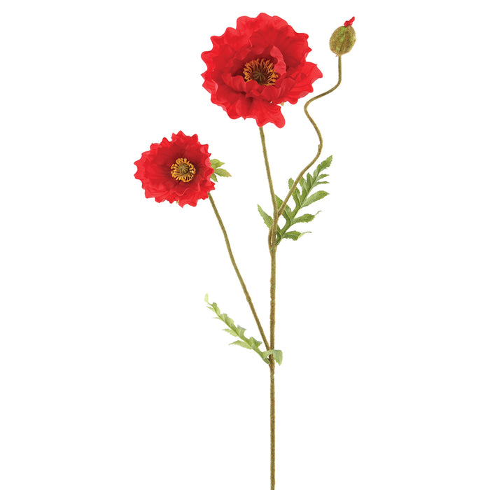 33" Silk Poppy Flower Stem -Red (pack of 12) - FSP787-RE