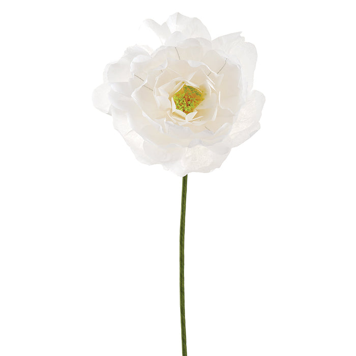 39" Paper Giant Peony Artificial Flower Stem -White (Pack of 12) - FSP806-WH