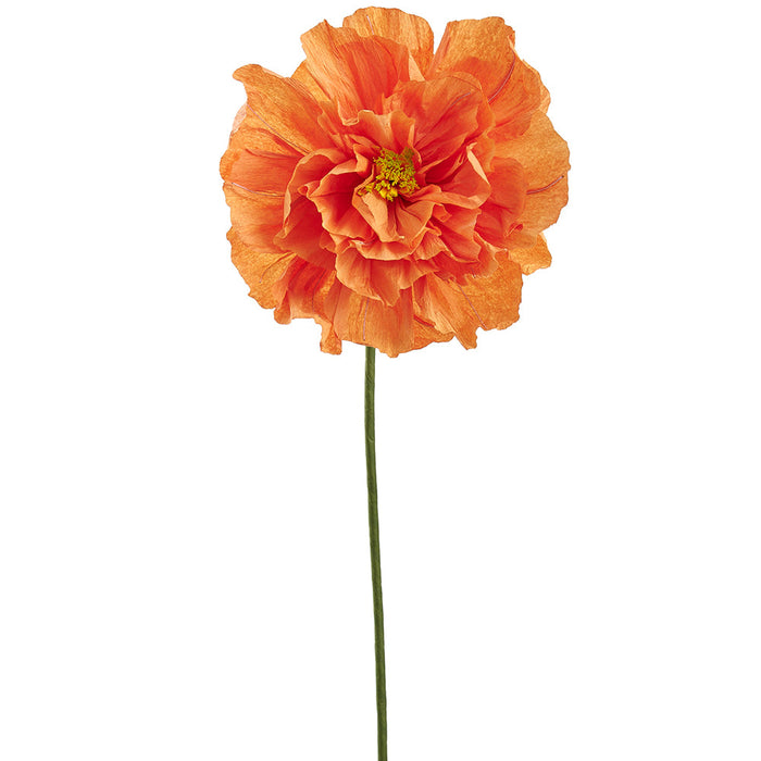 32" Paper Giant Peony Artificial Flower Stem -Flame (Pack of 12) - FSP816-FL