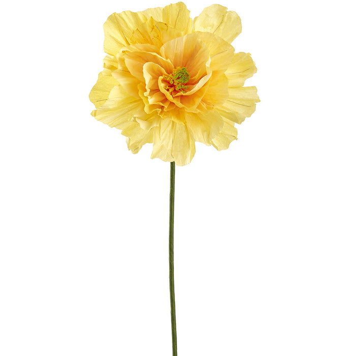 32" Paper Giant Peony Artificial Flower Stem -Yellow (Pack of 12) - FSP816-YE