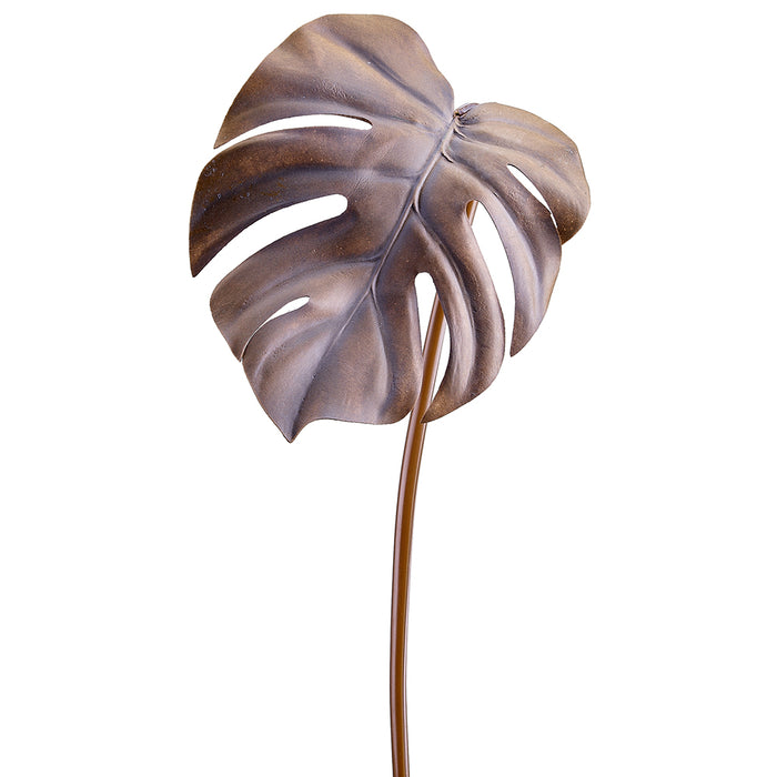 artificial two toned philodendron 27.5" Silk Split Leaf Philodendron Palm Leaf Stem -Brown — Silks Are Forever