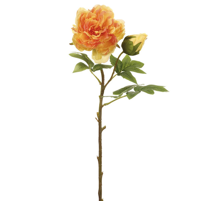 23.5" Faux Peony Flower Stem -Yellow (pack of 12) - FSP881-YE