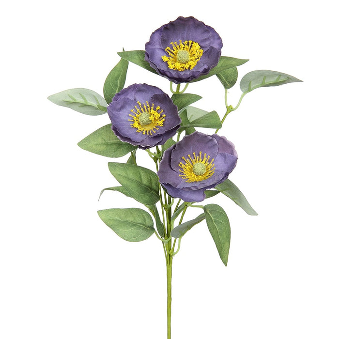 12" Silk Poppy Flower Stem -Purple (pack of 12) - FSP905-PU