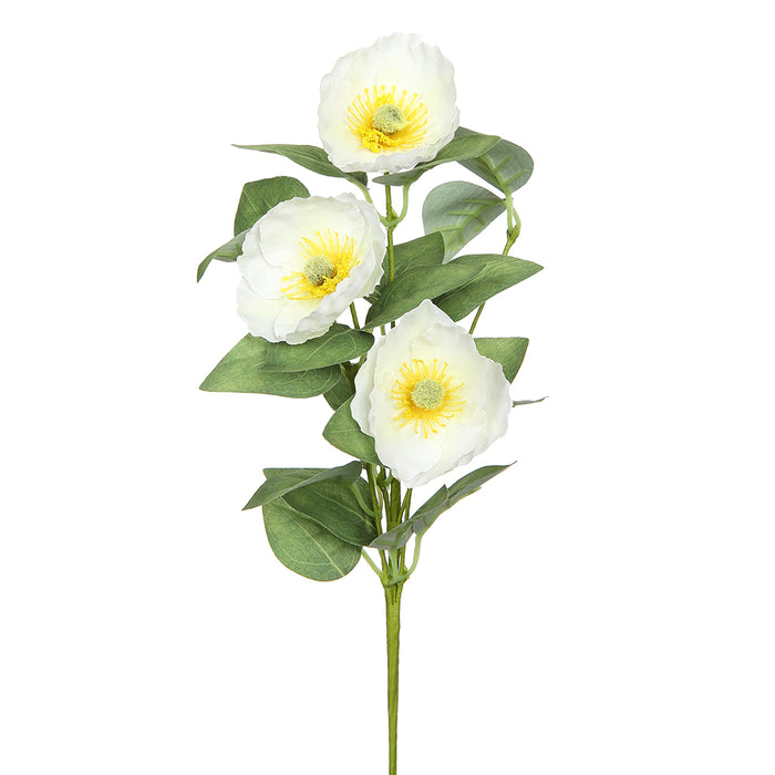 12" Silk Poppy Flower Stem -White (pack of 12) - FSP905-WH