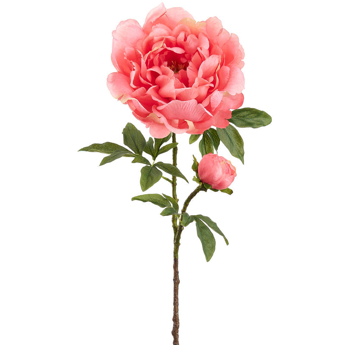 30.5" Peony Silk Flower Stem -Coral (Pack of 6) - FSP912-CO
