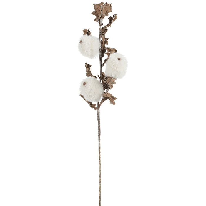 38" Pompon Artificial Flower Stem -Cream (Pack of 12) - FSP938-CR