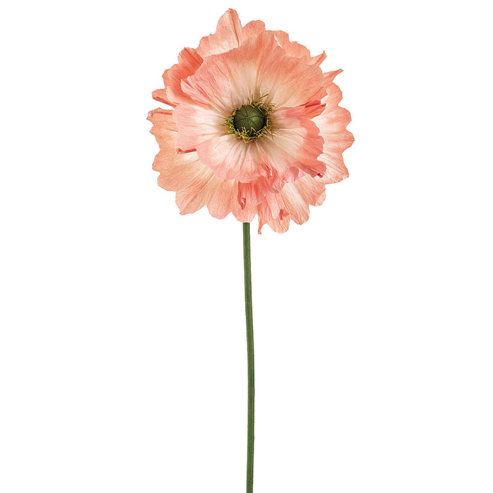53" Paper Giant Poppy Artificial Flower Stem -Coral (Pack of 12) - FSP960-CO