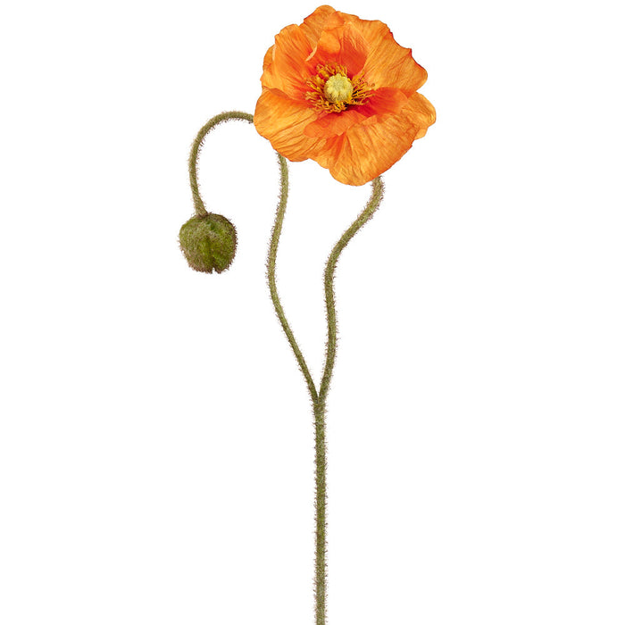 31" Poppy With Bud Silk Flower Stem -Orange (Pack of 12) - FSP971-OR