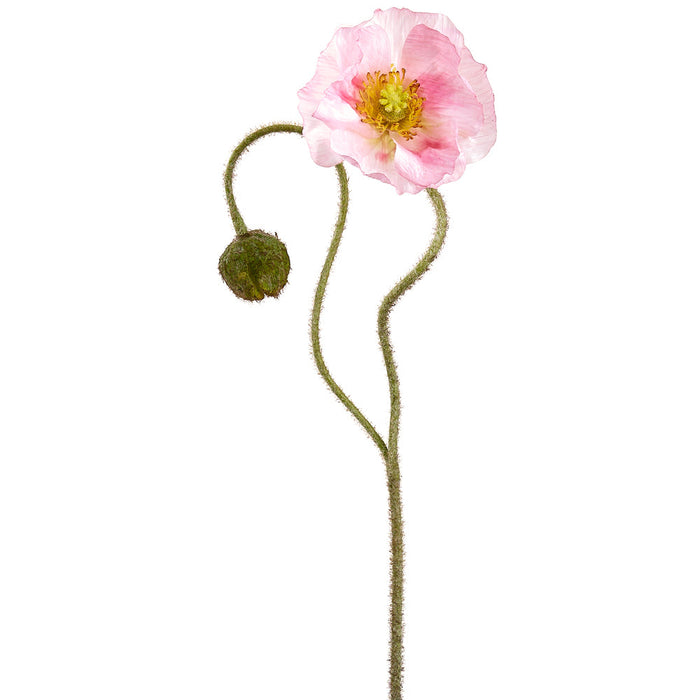 31" Poppy With Bud Silk Flower Stem -Pink (Pack of 12) - FSP971-PK