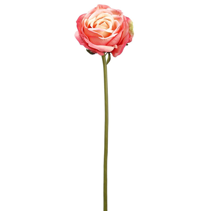 19" Faux Rose Silk Flower Stem -2 Tone Rose (pack of 12) - FSR003-RO/TT