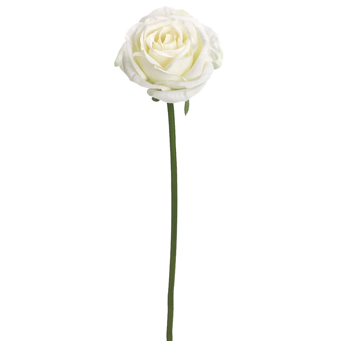 19" Faux Rose Silk Flower Stem -White (Pack of 12) - FSR003-WH