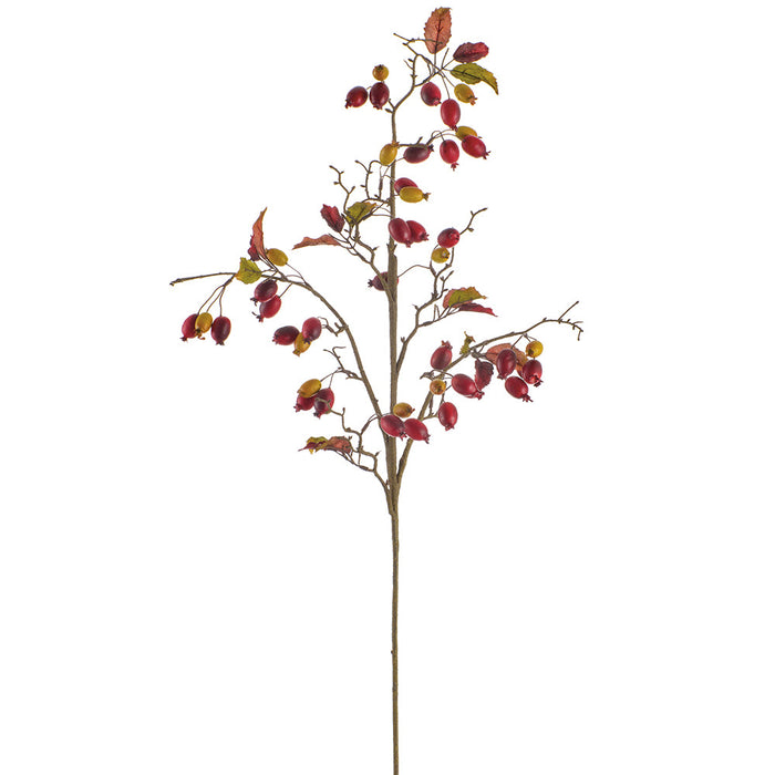 38" Rosehip Berry Artificial Stem -Burgundy/Green (Pack of 6) - FSR015-GR/MD