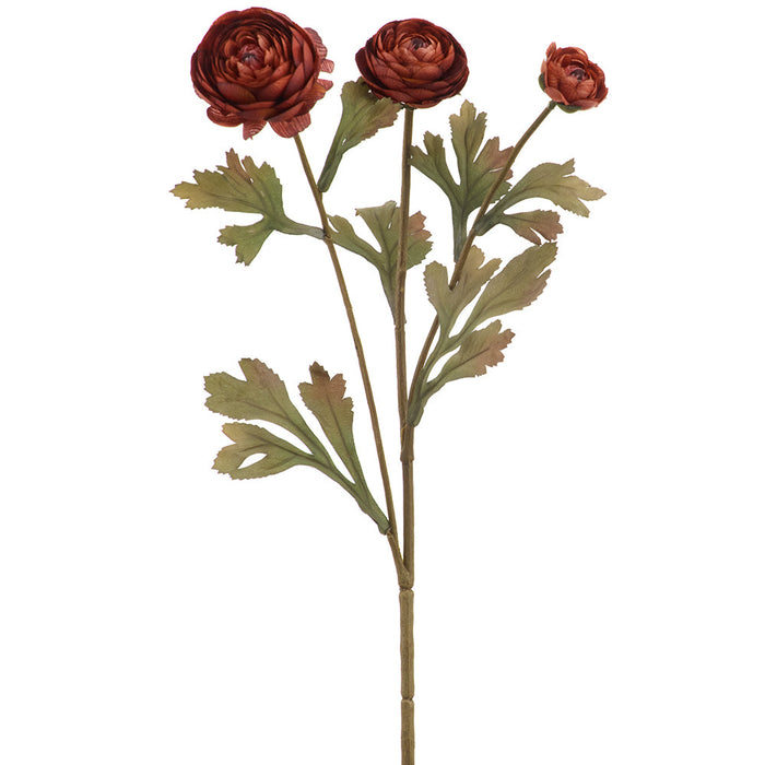 19.5" Ranunculus Silk Flower Stem -Brick (Pack of 12) - FSR017-BC