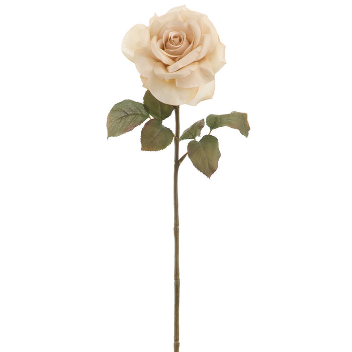 26" Rose Silk Flower Stem -Beige (Pack of 12) - FSR026-BE