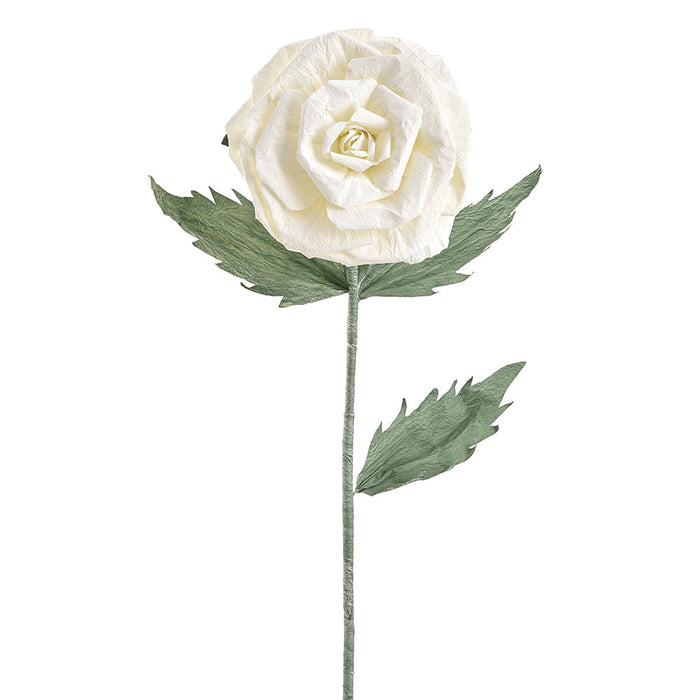 47" Paper Rose Artificial Flower Stem -White - FSR028-WH