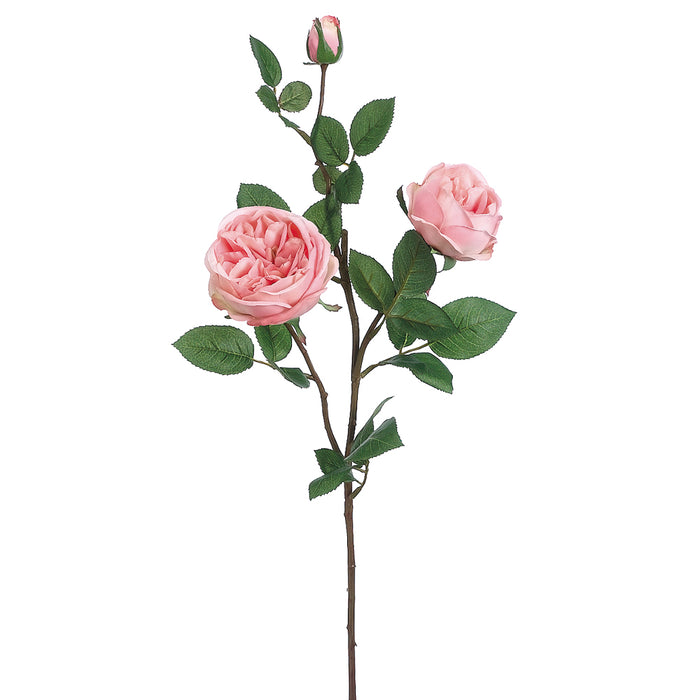 29" Silk Cabbage Rose Flower Spray -Peach/Cream (pack of 12) - FSR038-PE/CR