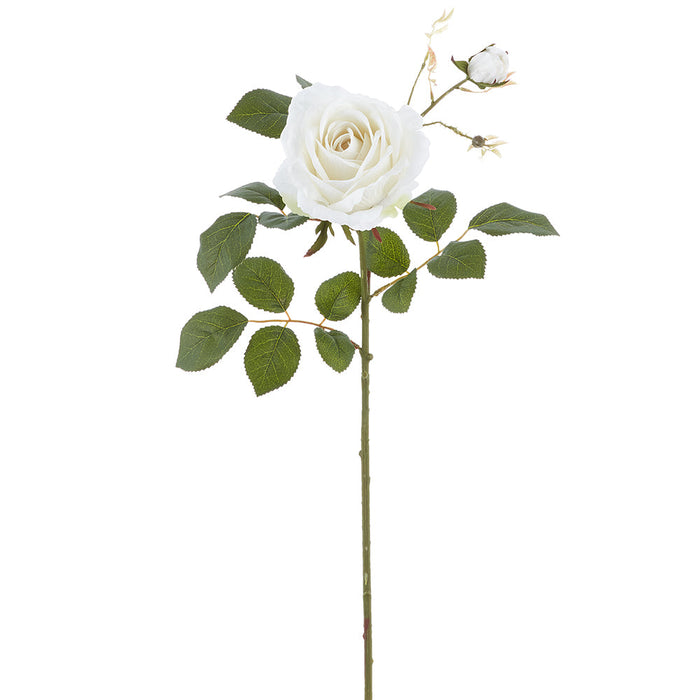 30.5" Rose Silk Flower Stem -White (Pack of 24) - FSR043-WH
