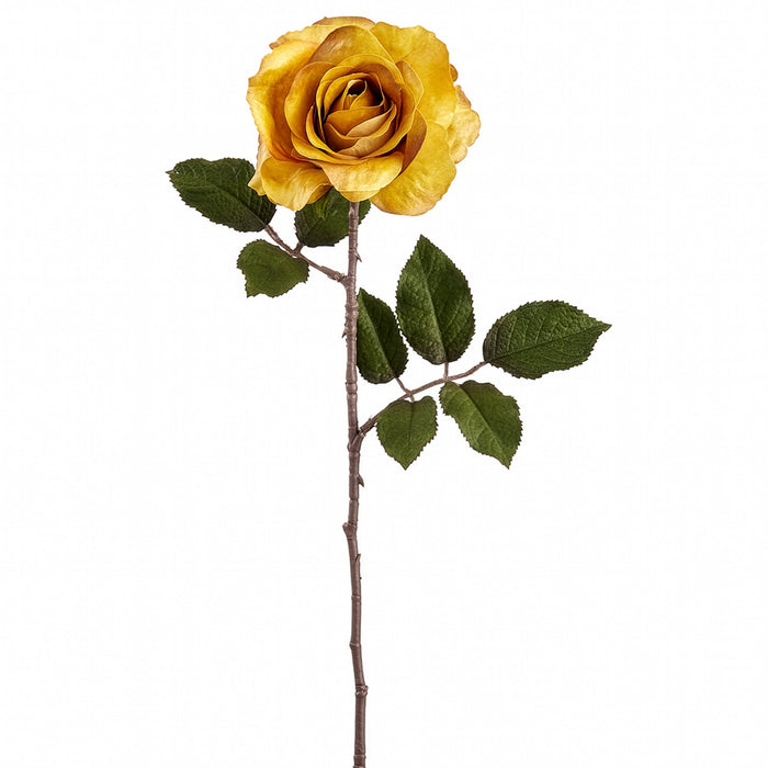 24" Rose Silk Flower Stem -Yellow (Pack of 12) - FSR051-YE