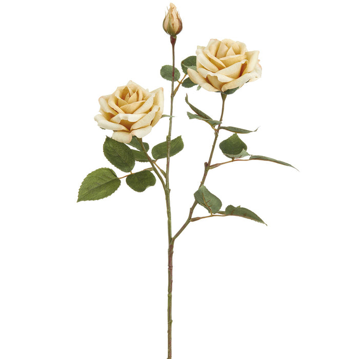 26" Rose Silk Flower Stem -Beige (pack of 12) - FSR102-BE