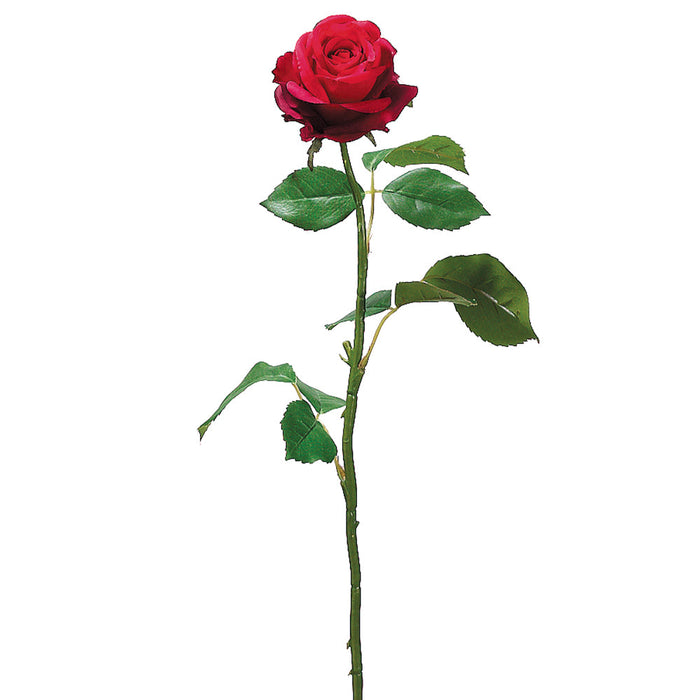 26" Cottage Rose Silk Flower Stem -Red (pack of 12) - FSR145-RE