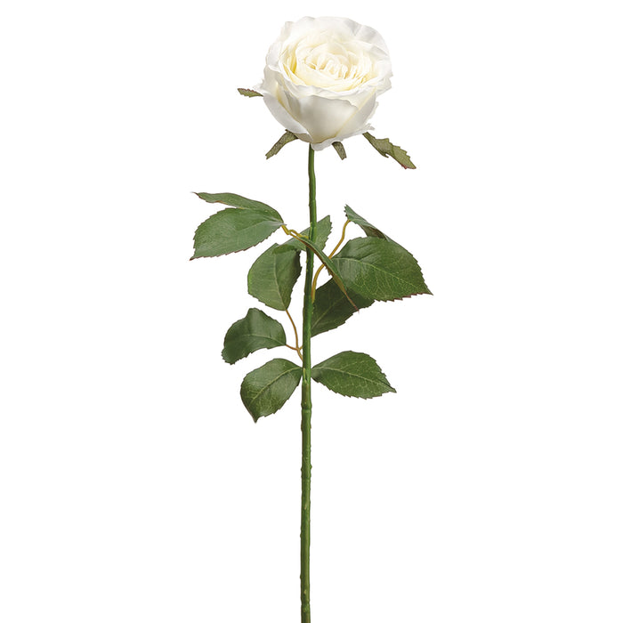 27.5" Large Cottage Rose Bud Silk Flower Stem -Cream (Pack of 12) - FSR149-CR