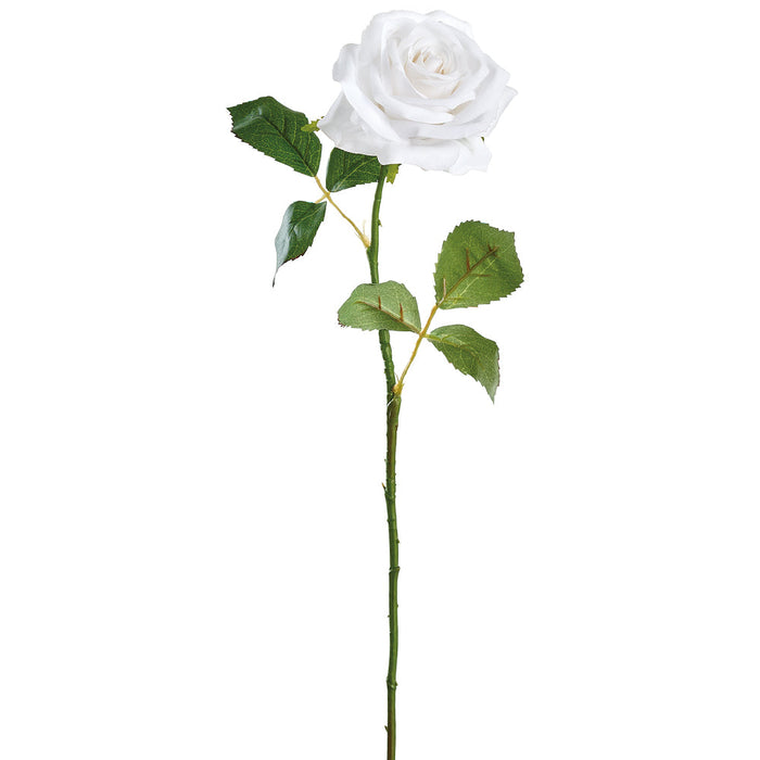 21.5" Real Touch Rose Silk Flower Stem -Cream (Pack of 12) - FSR151-CR