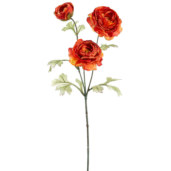 25" Silk Ranunculus Flower Stem -Flame (pack of 12) - FSR160-FL