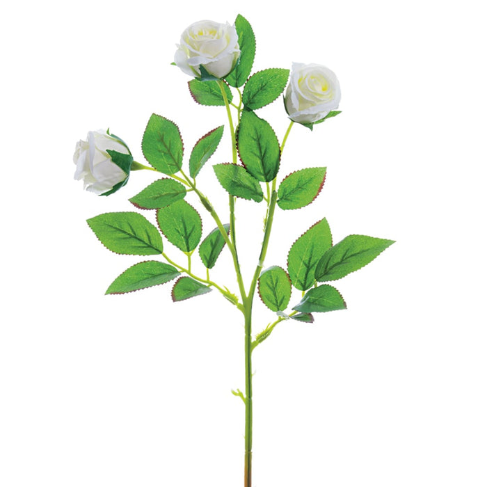16.5" Silk Rose Flower Spray -Cream/White (pack of 24) - FSR165-CR/WH
