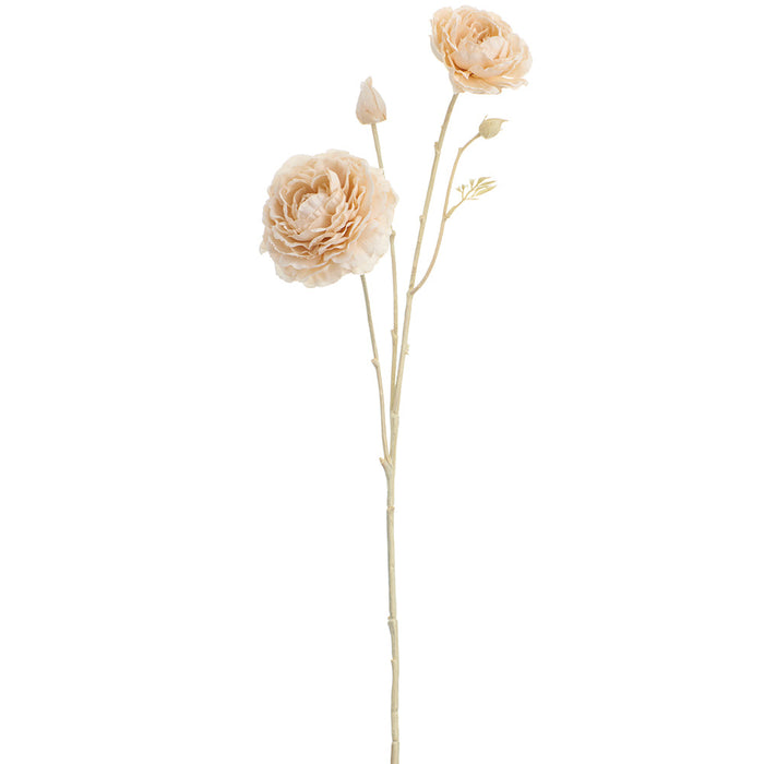 23" Ranunculus Silk Flower Stem -Cream (Pack of 12) - FSR168-CR