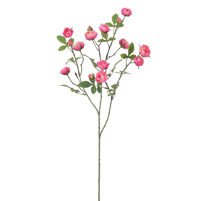 34" Mini Rose Silk Flower Stem -Pink (Pack of 12) - FSR256-PK