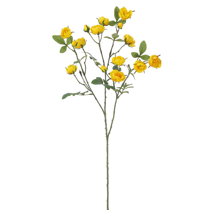 34" Mini Rose Silk Flower Stem -Yellow (pack of 12) - FSR256-YE